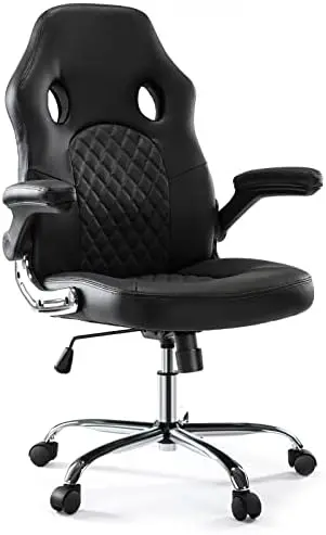 

Chair - Executive Computer with Lumbar Support for Adults - 360° Swivel Rocking Home Office Computer Desk PU Leather Task Chair