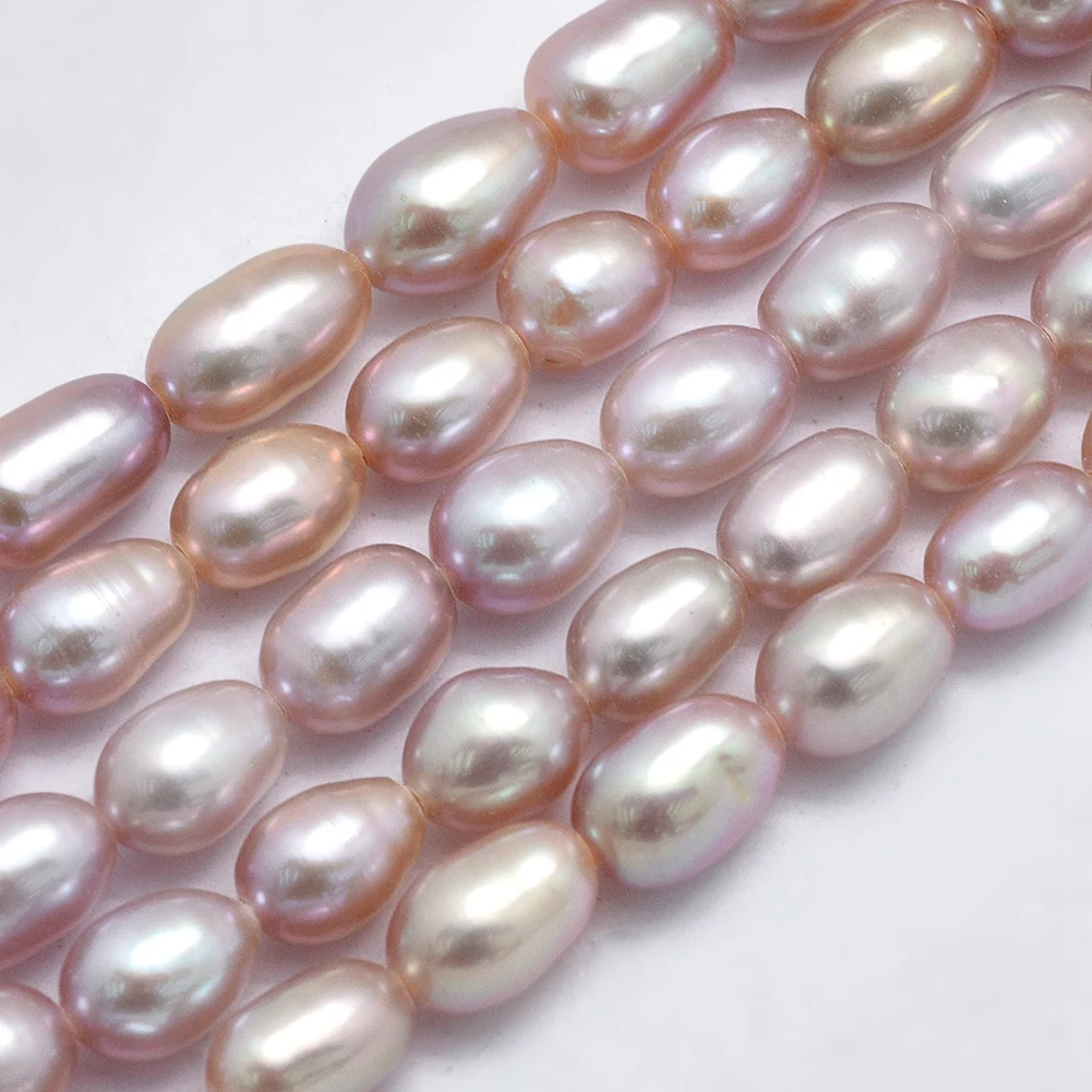 

2 Strands Natural Cultured Freshwater Pearl Bead Oval Mixed Color 6~9x5~6mm For Craft Jewelry Necklace Making Garment Decoration