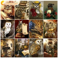 chenistory owl painting by numbers kits animal diy painting by numbers on canvas landscape frameless digital hand painting decor