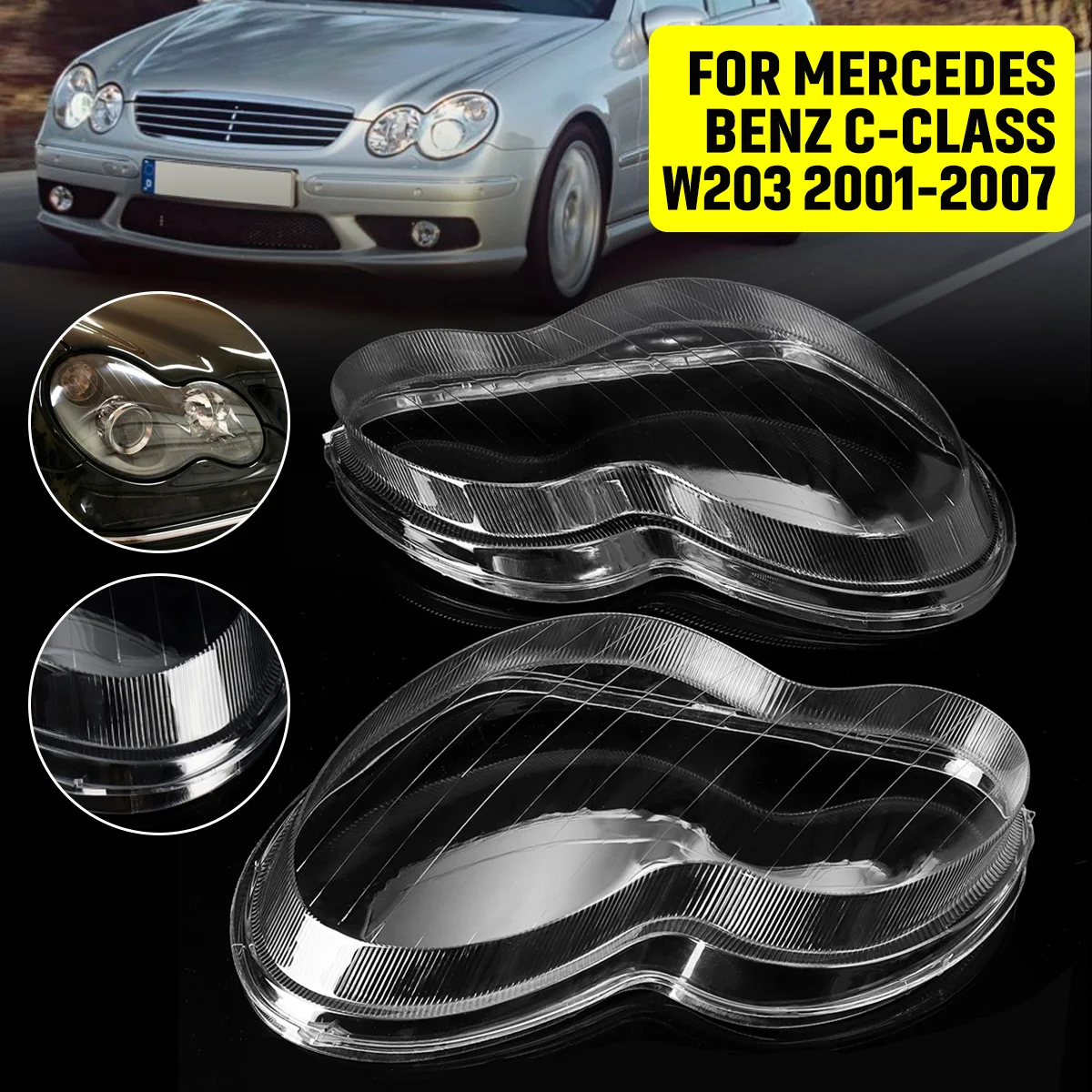 Защитное стекло для передней фары Mercedes Benz W203 C180 C200 C230 C260 C280 2001-2007