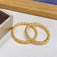 New Solid 999 24K Yellow Gold Ring Perfect Rope Style Ring Band 3g
