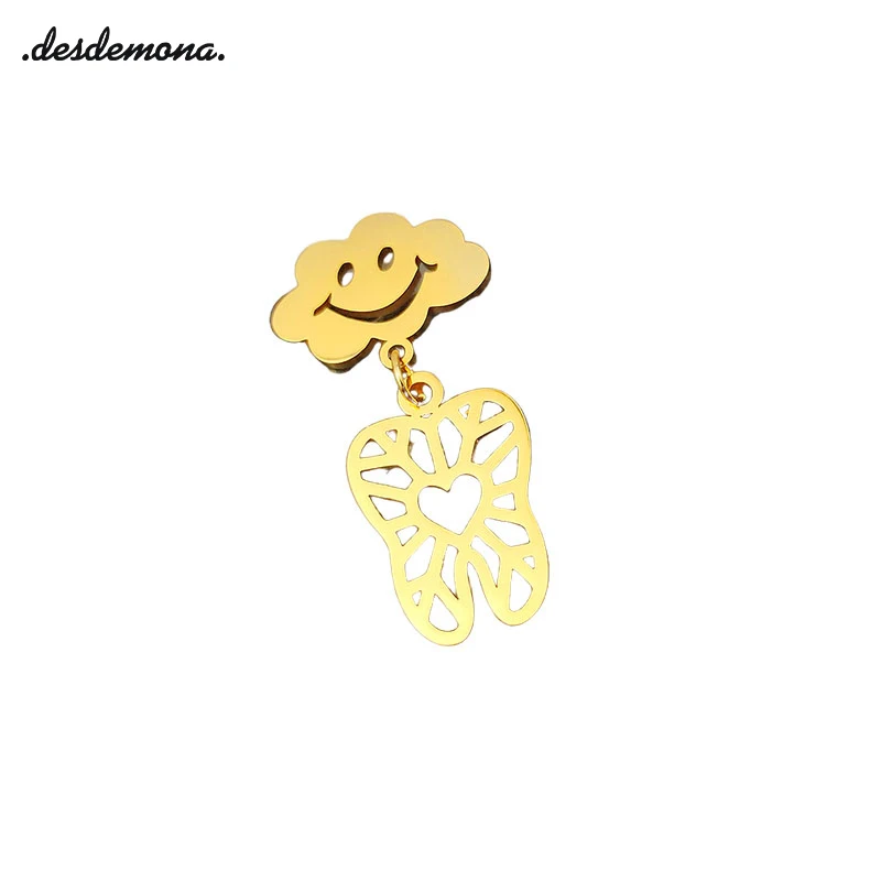 

Cute Smiling Face Clouds Stainless Steel Brooch Pins for Men Trendy Style Luxury Design Suit Clothing Pin Accessories