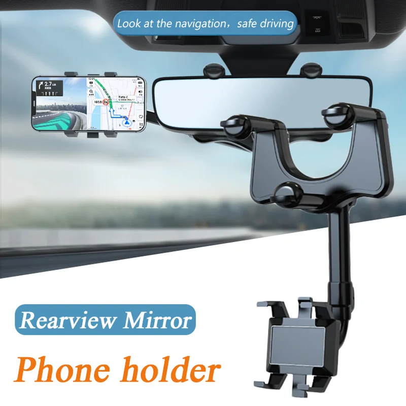 car rearview mirror 360° rotary phone holder sun visor mounts hanging clip adjustable telescopic gps navigation bracket free global shipping
