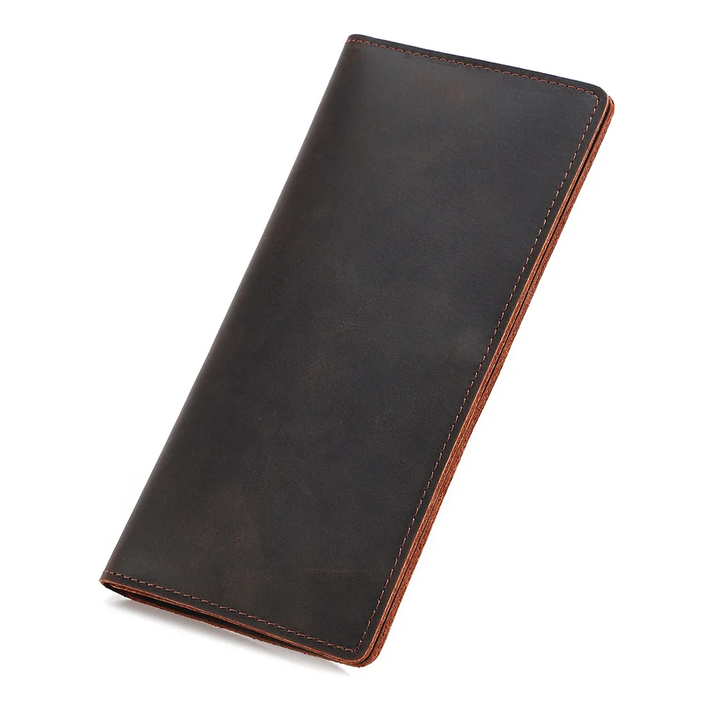New Vintage carteira masculina Genuine Leather wallet men Multi Card Slots Long Purse man Coffee Slim Male luxury wallets