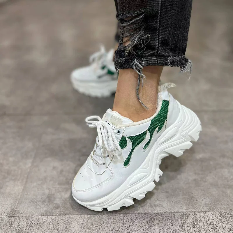 

Женская спортивная обувь на толстой подошве, модная Роскошная удобная обувь на шнуровке с толстой подошвой, женская обувь с вулканизирован...