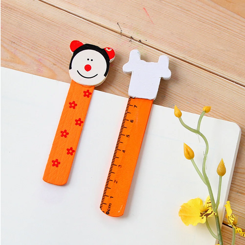 

10 Pcs Bookmark Cartoon Wood Book Marker with Ruler Scale Bookmarks For Kidser for Kids Students(Random Pattern)