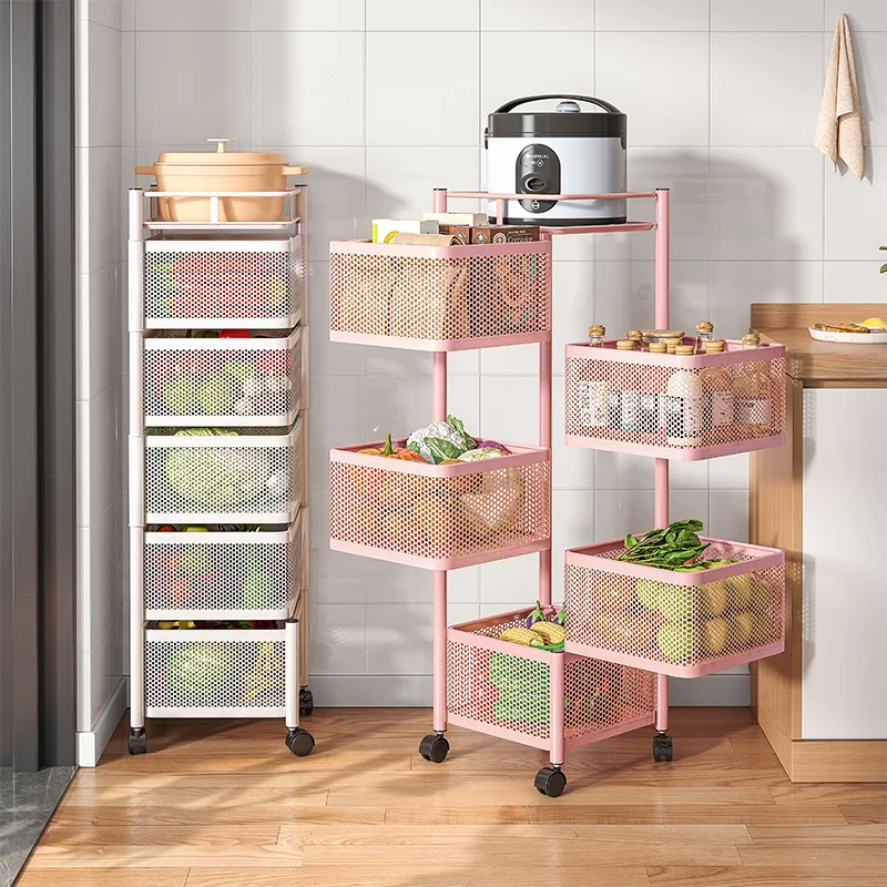 

Bathroom Storage Rack 2021 New Rtorage Rack Movable Household Rotating Vegetable Basket Storage Rack Kitchen Storage Rack Multif