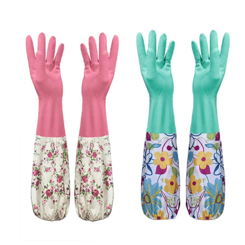 

Printed Durable Waterproof Household Gloves, Dishwashing Cleaning Rubber To Protect Hands From Corrosion