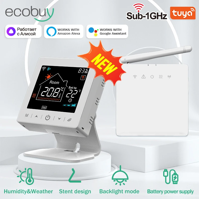 Беспроводной термостат Tuya RF433 для подогрева воды котла с Wi-Fi работает Alexa Google Home