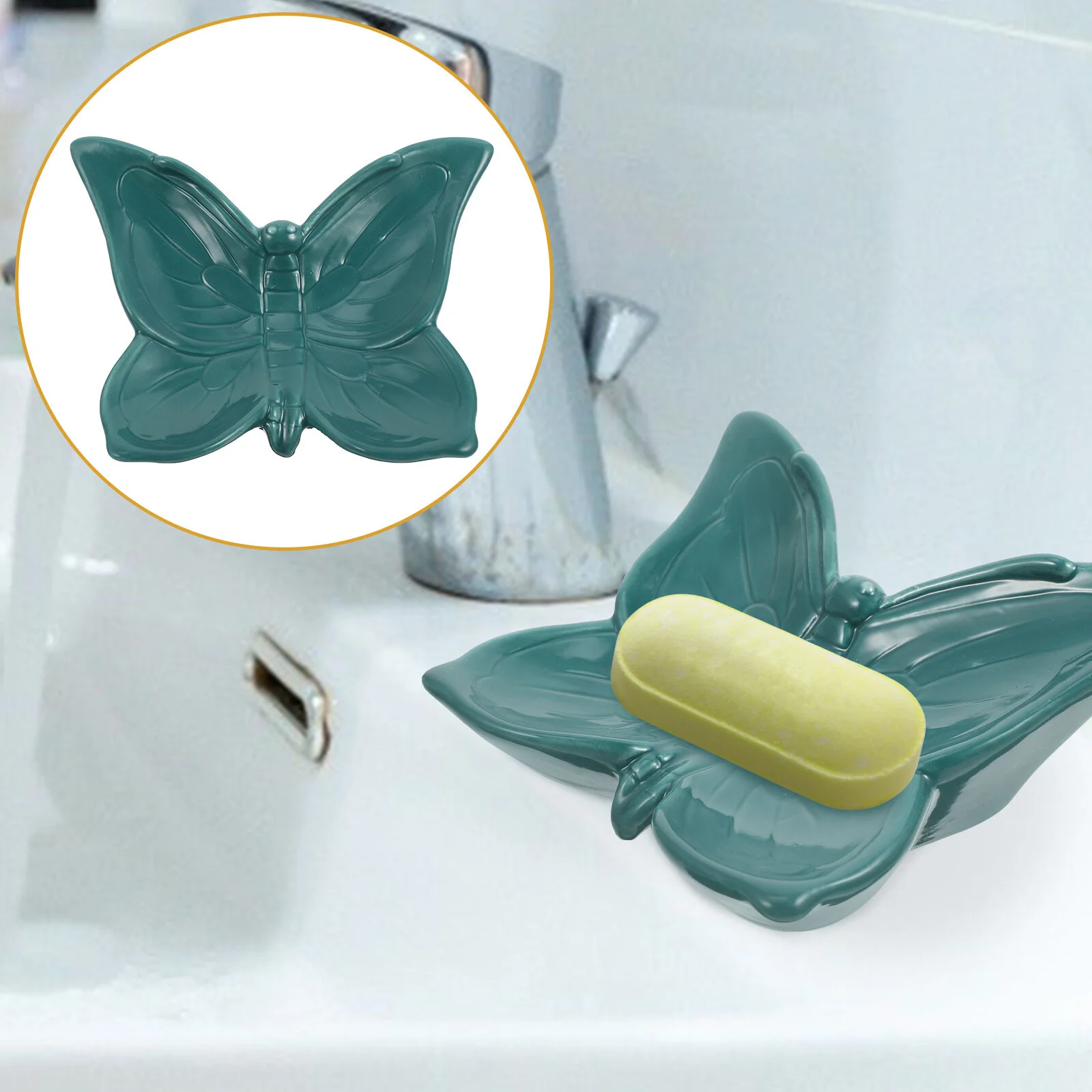 

Accessories Bar Bathtub Trays For Shower Container Bathroom Ceramic Butterflies Dish