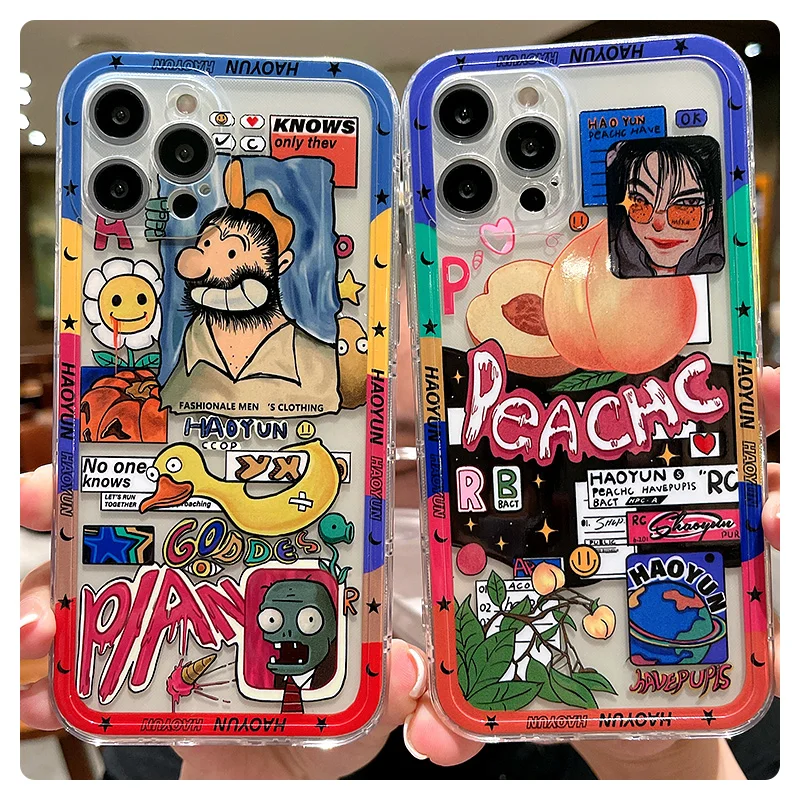 

Fashion Vintage Graffiti Ins Labels Phone Case for IPhone 11 12 13 Pro Max 7 8 Plus XR X XS Paster Soft Silicone Coque Fundas