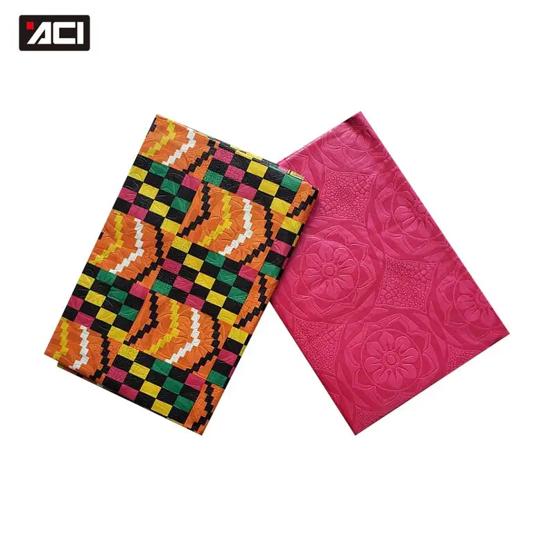 

ACI African Wax Print Veritable Real Wax Ghana Kente Cloth Fabric 2 Yards Mix Plain Dyeing Damask Bazin Fabric 2 Yards
