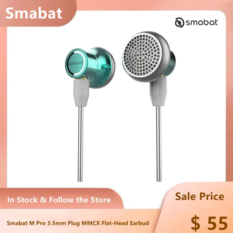 

Smabat M Pro 3.5mm Plug MMCX Flat-Head Earbud 15.4mm LCP Liquid Crystal Film Driver HIFI Wired Metal Earphone Music Sport IEM