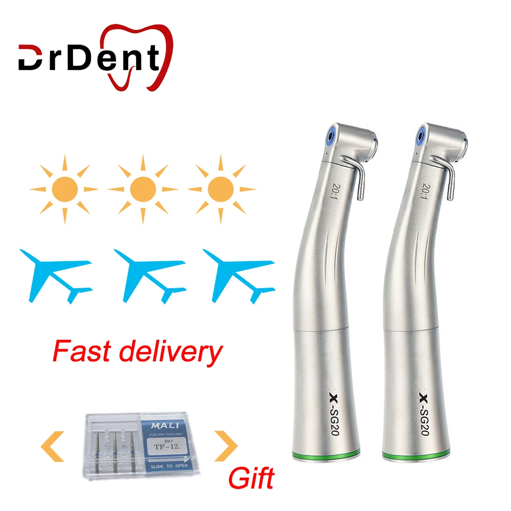 

Low Speed 20:1 Implant Surgical Handpiece Dentistry Surgery Dental Against Contra Angle Option Fiber Green Ring