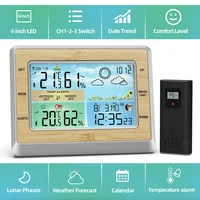 Weather Station Wireless Indoor Outdoor Waterproof Sensor Thermometer Hygrometer Alarm Clock Remote Sensor Home Weather Monitor