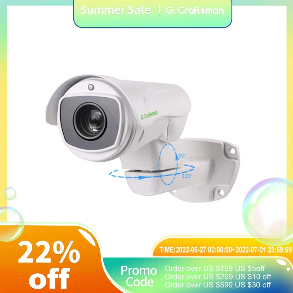 

5.0MP 4.0MP POE 10X PTZ IP Camera H.265 Outdoor 5.1-55mm Optical Zoom IR 80M P2P CCTV Security Waterproof G.Craftsman