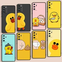 little yellow duck phone case for huawei p smart 2018 plus 2019 z 2020 s 2021 pro nova 2i 3 3i 5 5t 7 7i 8 8i 9 9se black soft