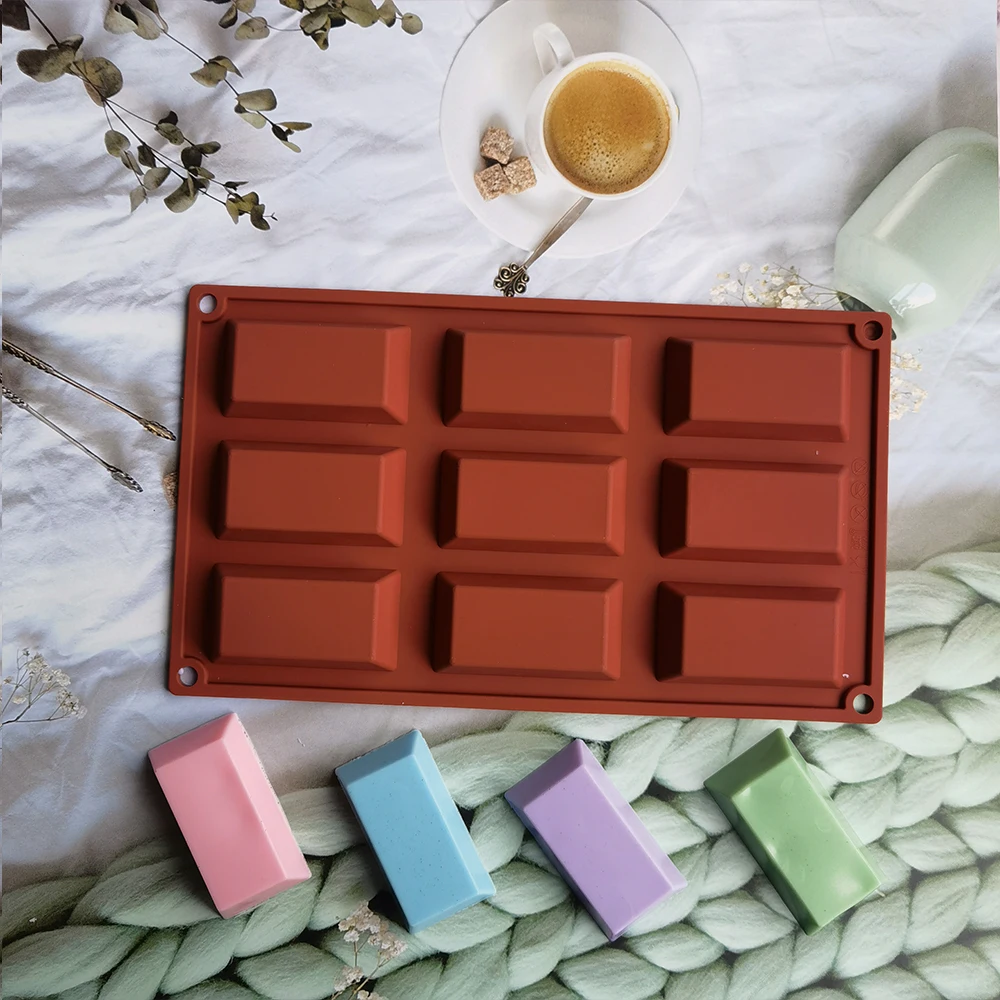 

Soap Silicone Mold 9 Cavities Cylinder Mold Handmade For Soap Mold Jelly Chocolate Soap Rectangle Pudding Baking Cake