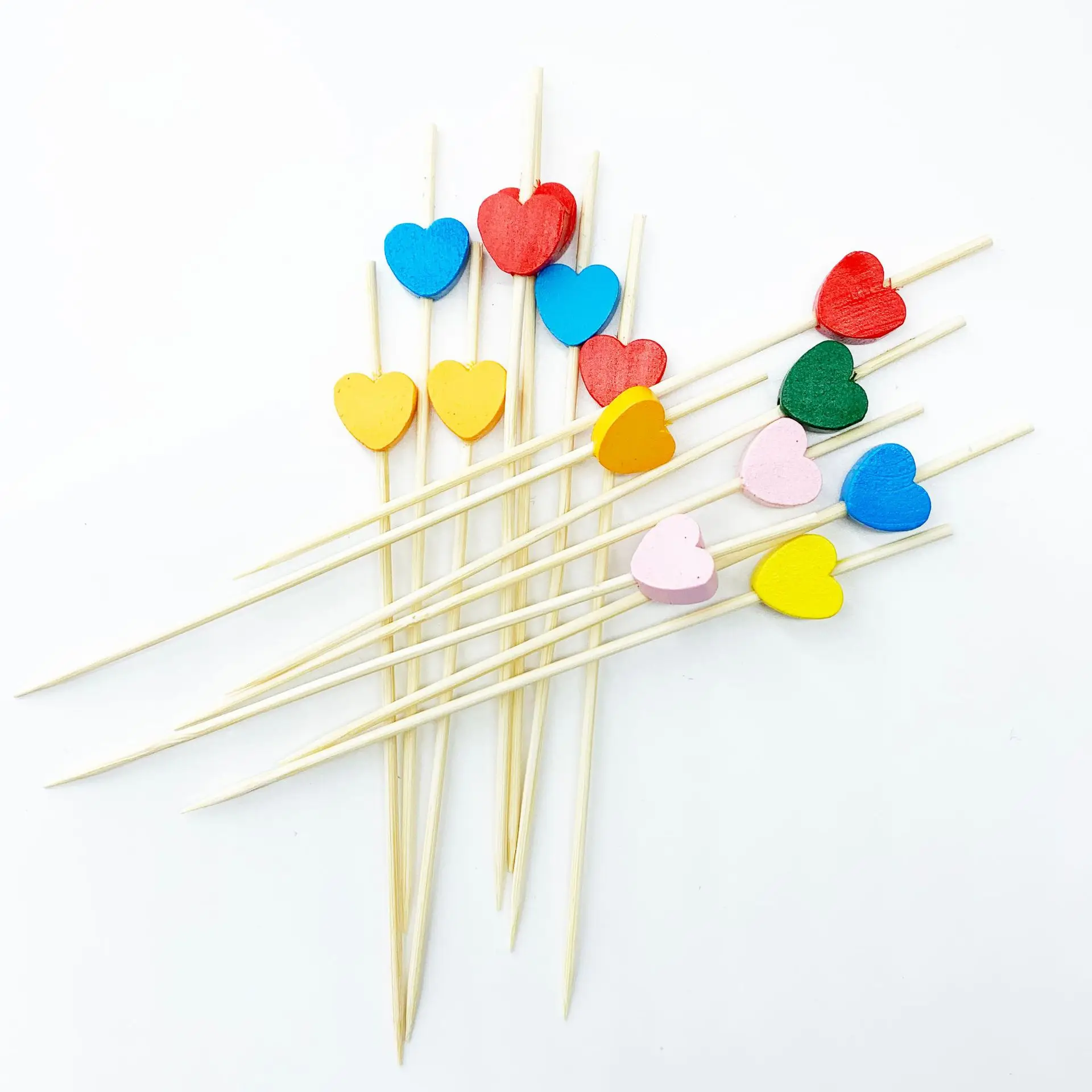 

100 Counts Handmade 4.7" Heart Cocktail Sticks Sandwich Fruit Toothpicks Cocktail Picks Party Supplies