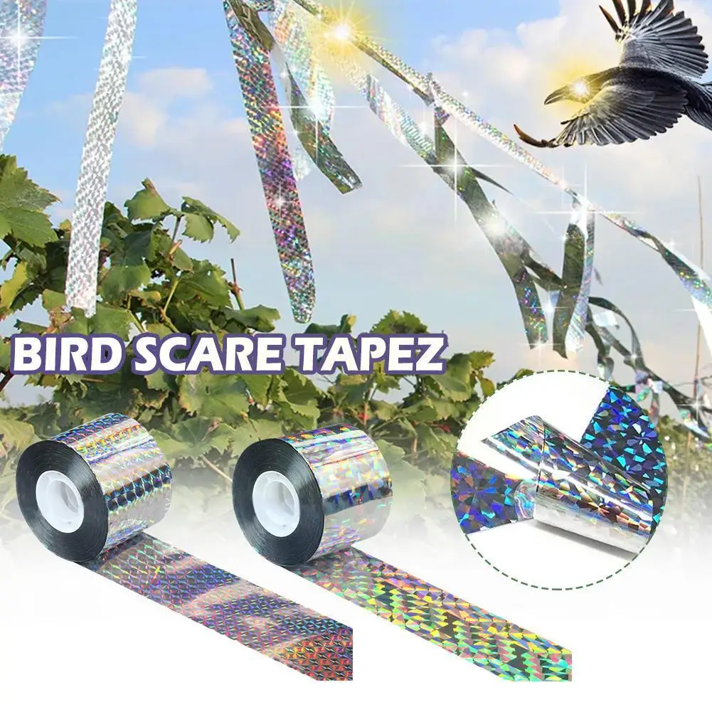 

Bird Scare Tape Holographic Repellent Double Sided Deterrent Ribbon Scarecrow Repellent Pigeons Reflective Fox Tape Flash B B4I7