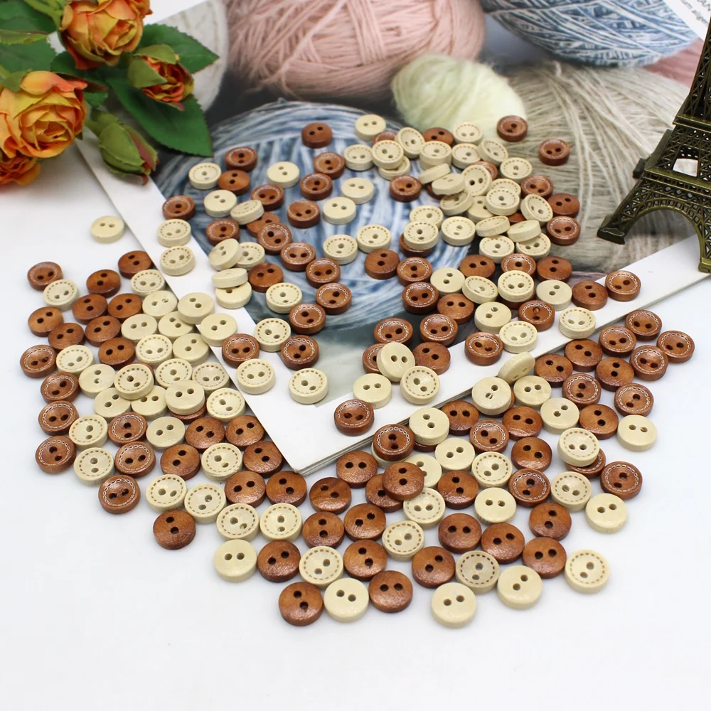 Деревянные пуговицы в стиле ретро 10 мм 100-200 шт
