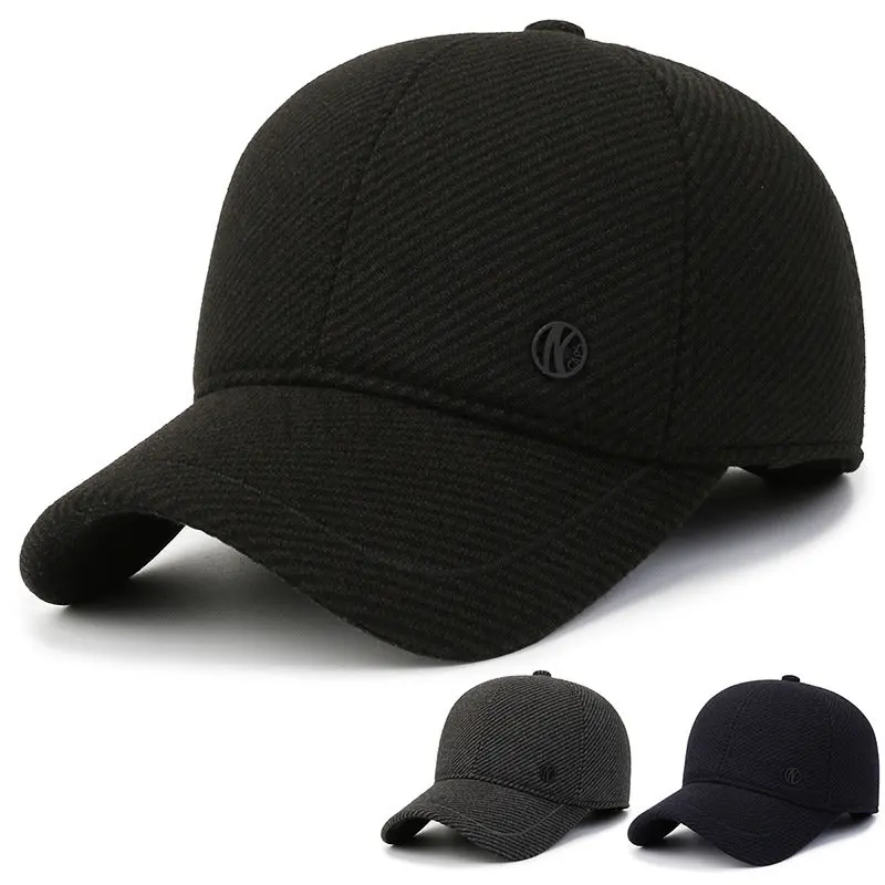 

Новинка зимняя мужская теплая кашемировая утепленная бейсболка кепка бейсболка с защитой от холода наушники головные уборы термоспортивн...