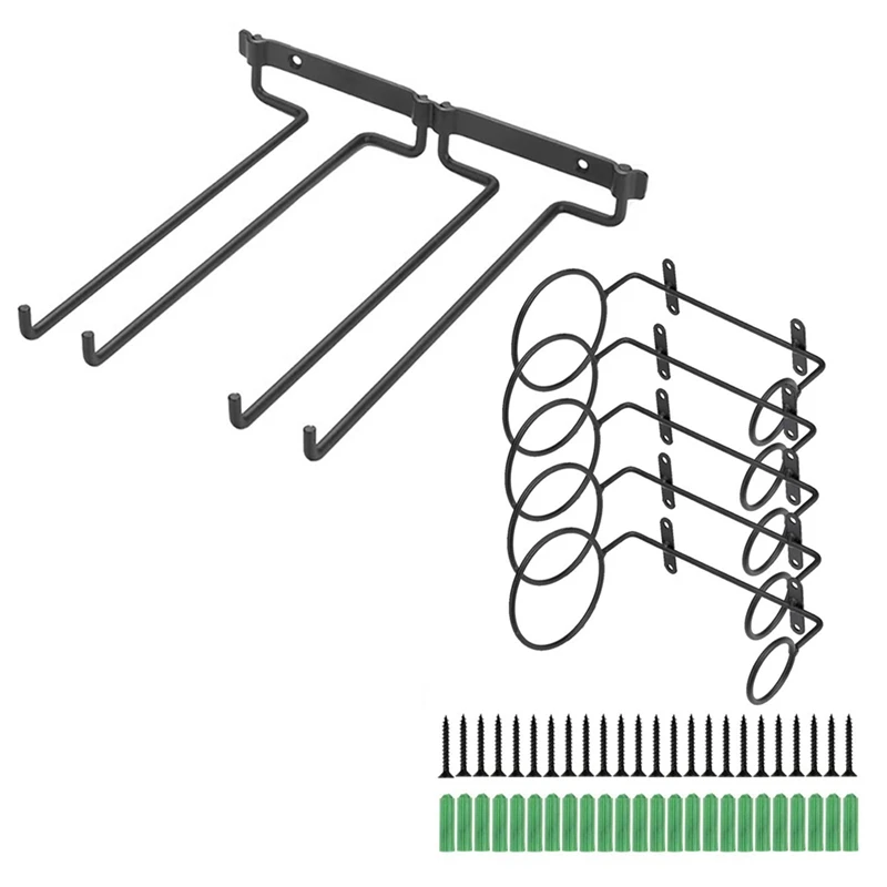 

6Pcs Wall-Mounted Wine Rack With Wall Mountable Heavy Duty Thick Wrought Exquisite Bronze Black Coating 10.2 Inch Deep