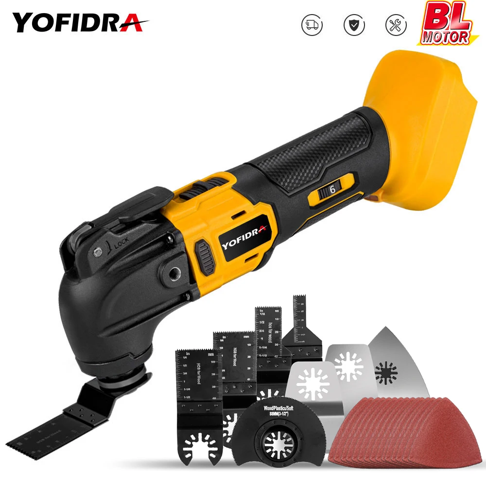 

Yofidra Brushless Oscillating Multi-Tool for Makita 18V Battery Electric Saw Trimmer Trimming Shovel Cutting Woodworking Tool