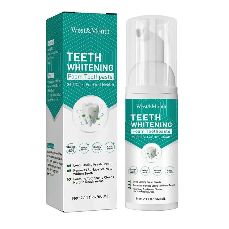 

2.11 Fl Oz Foam Toothpaste For Whitening Teeth 360-Degree Care For Oral Health Natural Whitening Toothpaste For Teeth Cleaning