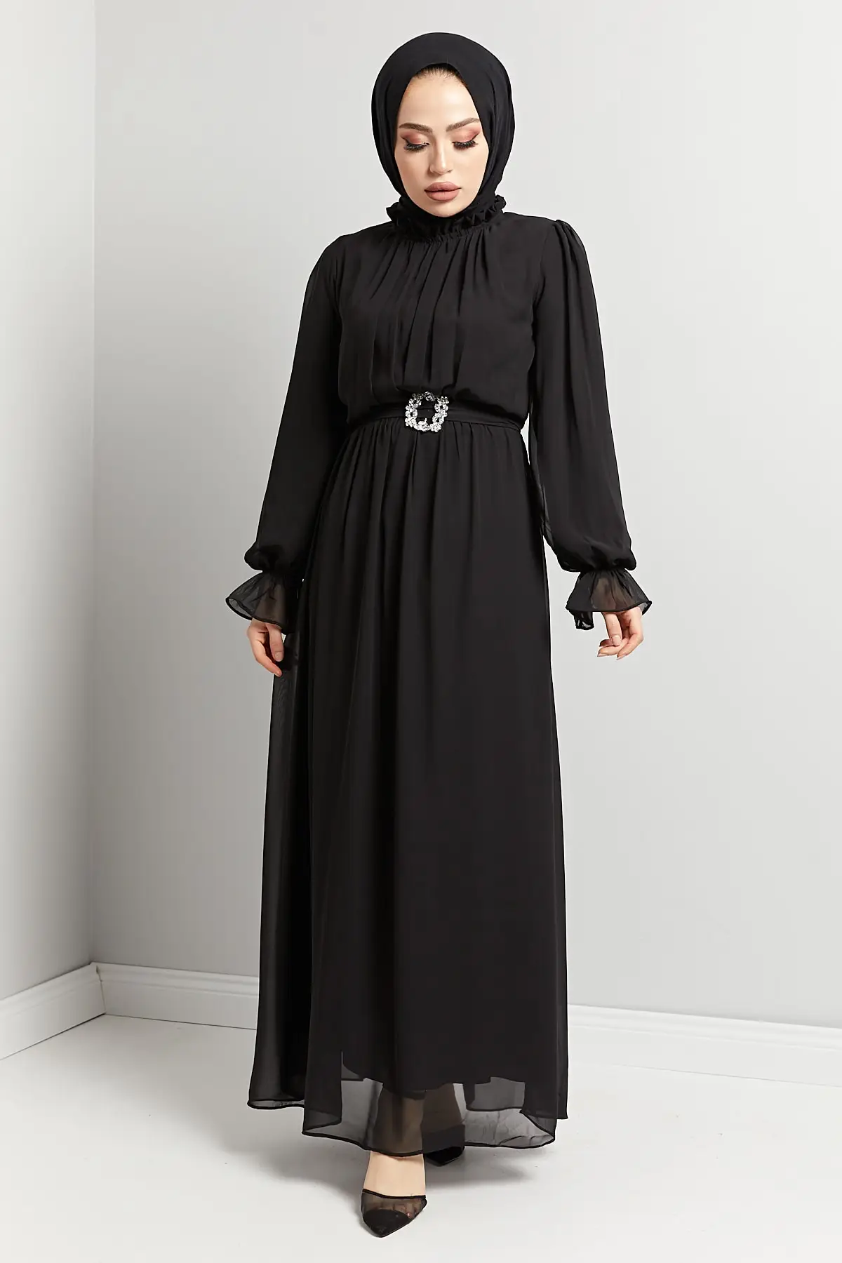 Fully Lined Evening Dress Evening Maxi Hijab Black Dress Dubai Robe Longue Femme Islam Caftan Ramadan Muslim Fashion Elegant