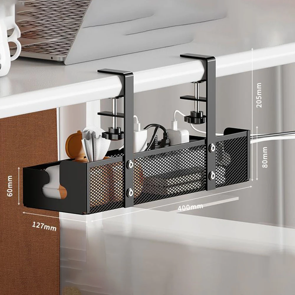 Выдвижной металлический кабельный лоток под столом без сверления с зажимом