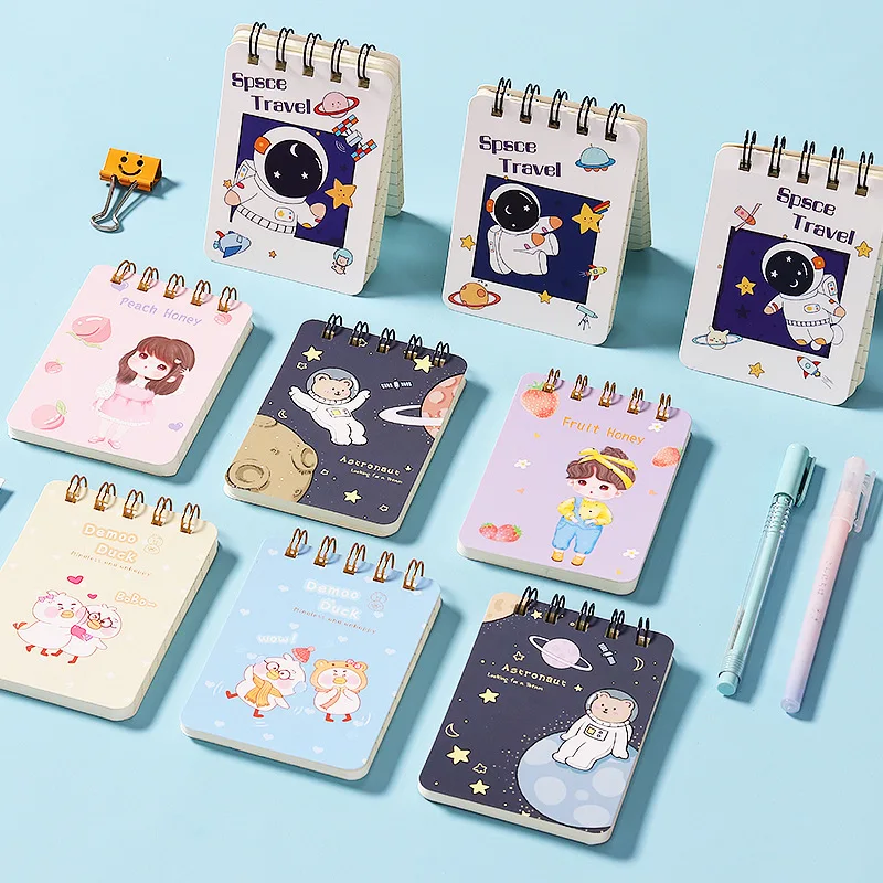 

1 PCS 80 Sheets Mini Cute Cartoon Spiral Wirebound Pocket Notebook for Diary Note Taking School Office Accessories