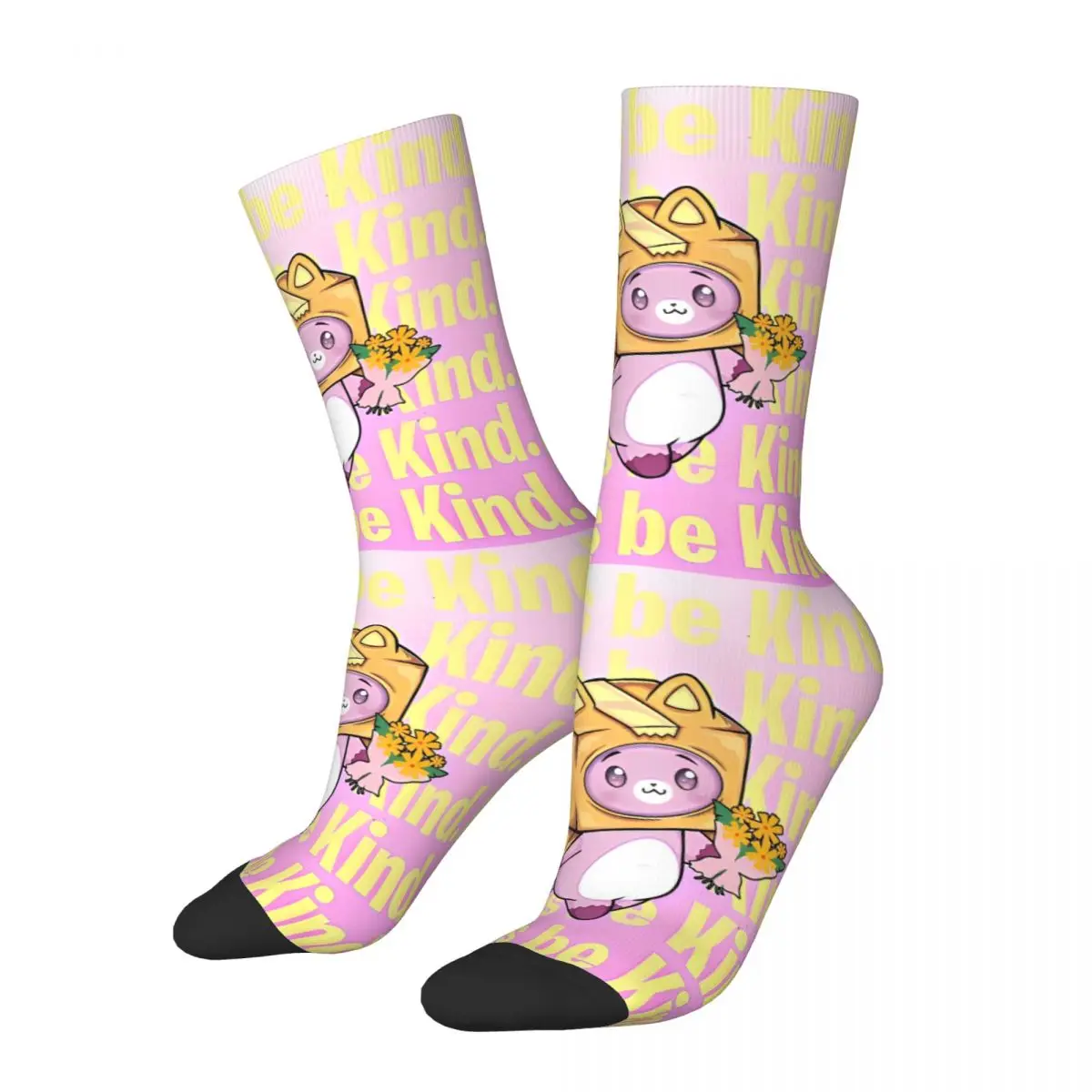 Colorful Foxy L-Lankybox Cartoon Football Socks Polyester Crew for Unisex Sweat Absorbing