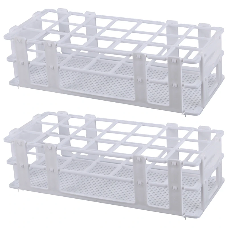 

2X Plastic Test Tube Rack For 30Mm Tube, 21 Well, White,Detachable (21 Hole)
