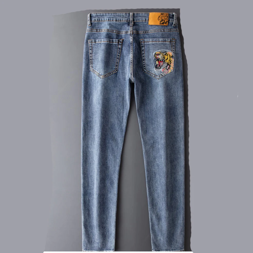 

High New 2022 Classical Vintage Morden Future Luxurious Embroidered tiger jeans Cotton Denim Pants comfort casual 28-38 #B1