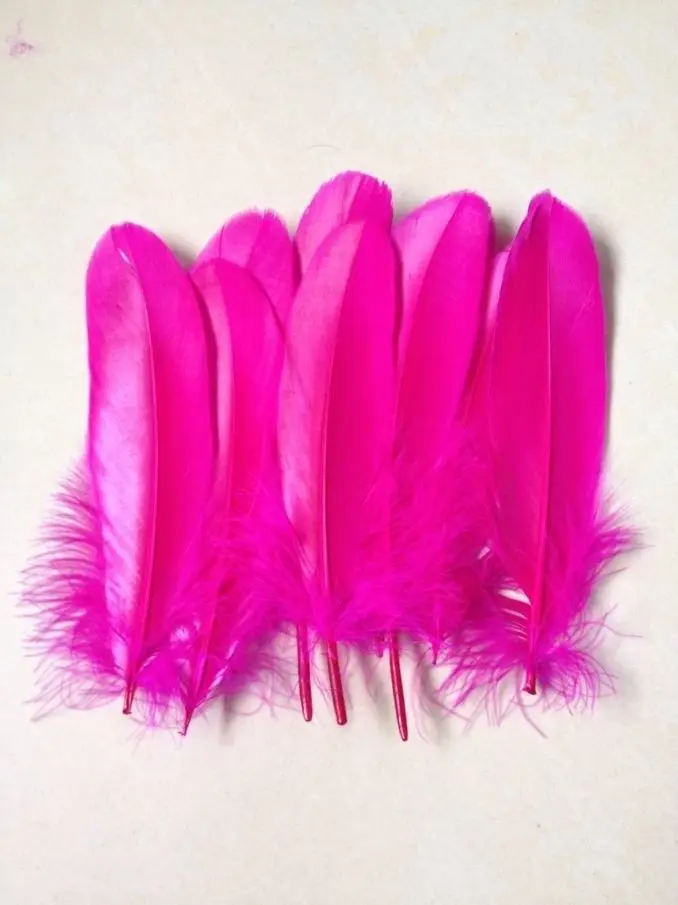 

200PCS/LOT 6-8inches/15-20CM Most Beautiful Bright Rose/Hot Pink Goose Satinettes Feathers Loose Goose Feathers,Goose Feathers