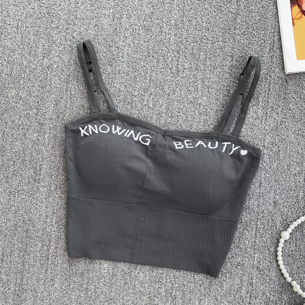 

Женский эластичный хлопковый топ с открытой спиной, Серый Повседневный Топ без рукавов с буквенным принтом, облегающий женский укороченный топ с накладками на груди, туника