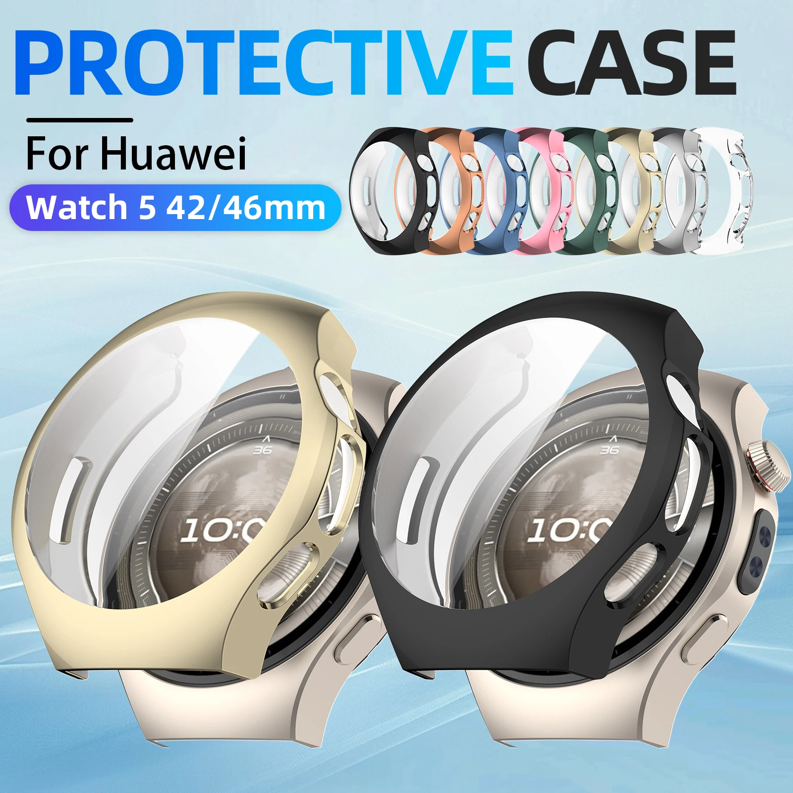 Фото Защитный чехол для экрана для Huawei Watch 5, 42 мм/46 мм, мягкий чехол из ТПУ для лица, универсальный защитный бампер, аксессуары №1