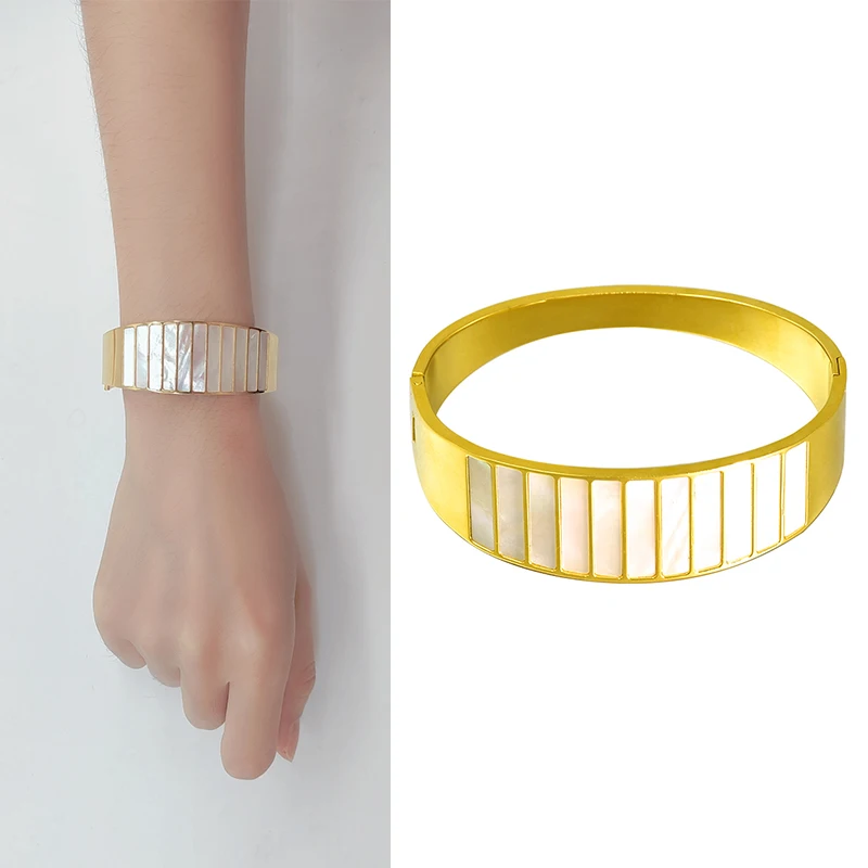 

Роскошный брендовый женский браслет из нержавеющей стали, модные золотые браслеты-манжеты, европейские и американские ювелирные изделия, с...
