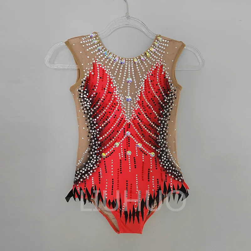 LIUHUO трико для художественной гимнастики красного цвета одежда