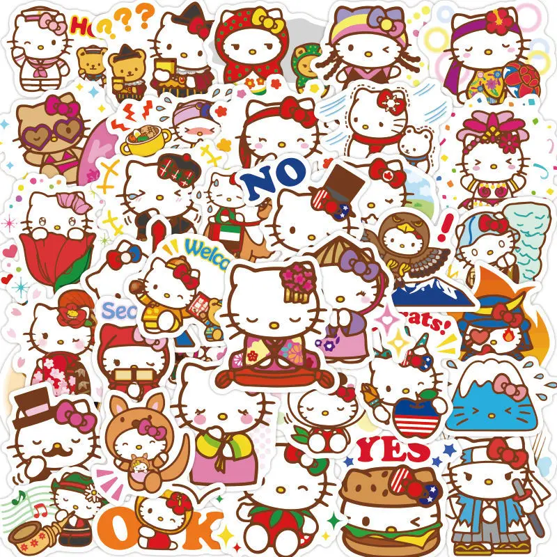 

40pcs Hello Kitty Stickers for Notebook Computer Cellphone Guitar Skateboard Journal Stickers Waterproof Self-Adhesive Painting