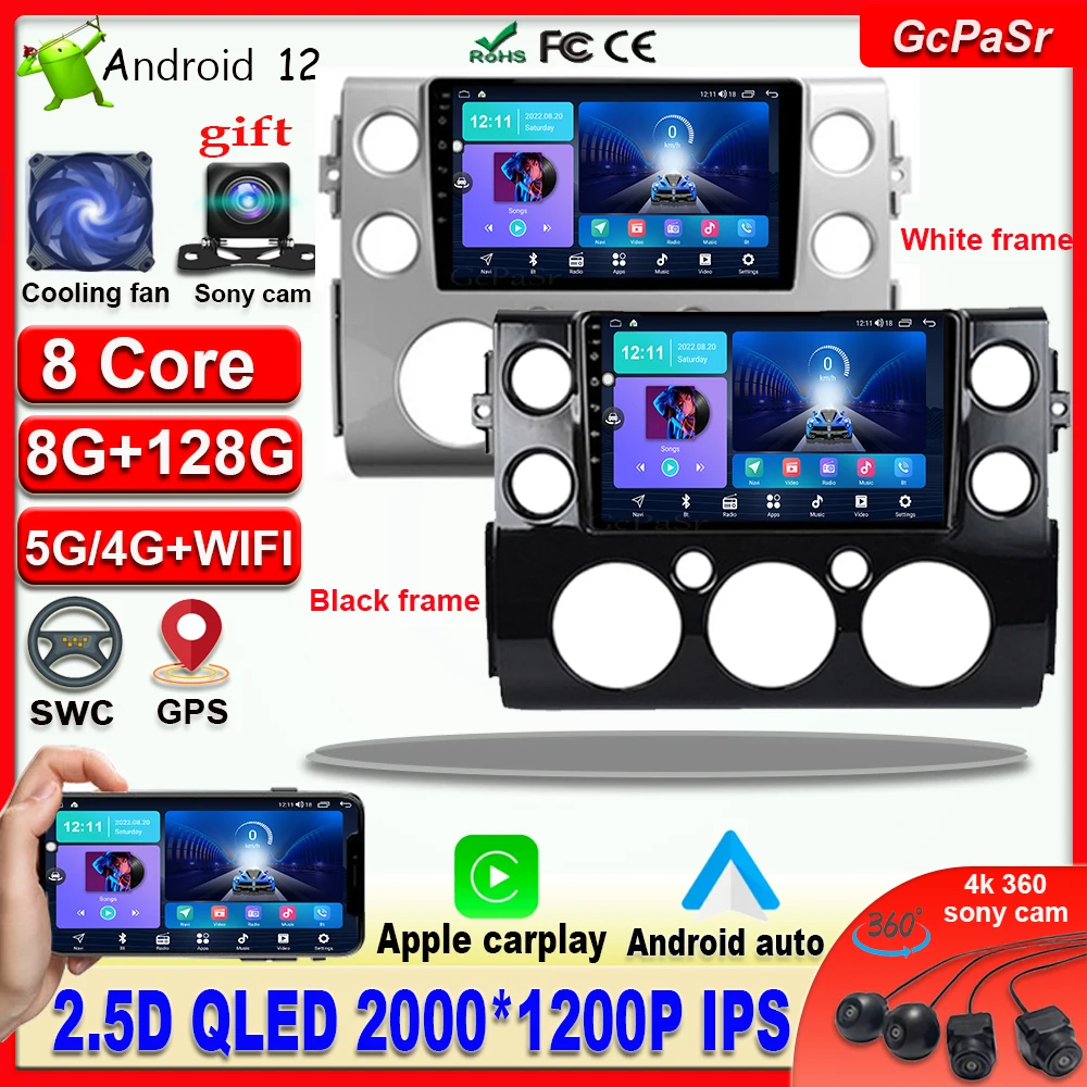 

Android 12 Sony cam QLED IPS DSP Android auto For Toyota FJ Cruiser J15 2006 - 2020 Car Radio Multimedia Video Player Navigation