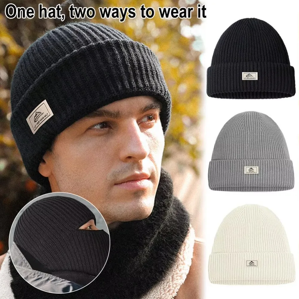 Новая ветрозащитная вязаная шапка с анфас утолщенная теплая защитой ушей зимняя