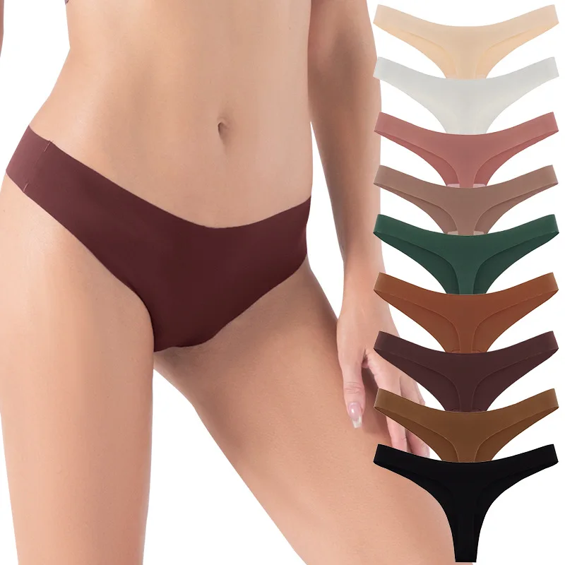 

Sexy Panties Traceless Ice Silk T-back Multi-color Women's Invisible One-piece Panties Exquisite Waist Edge Thong Women Panties