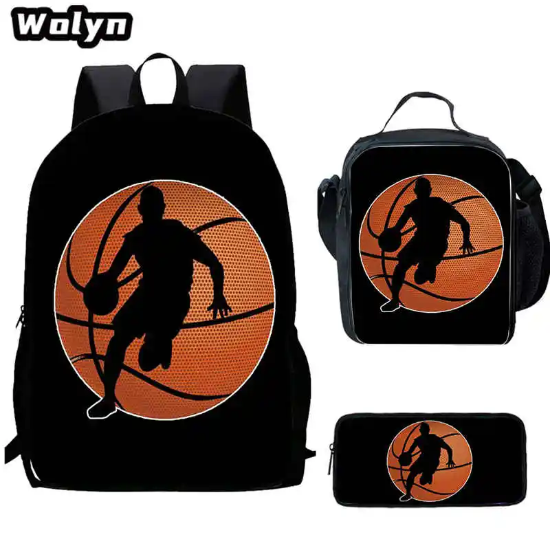 Школьный рюкзак с Баскетбольным принтом ранцы для обеда набор школьных сумок