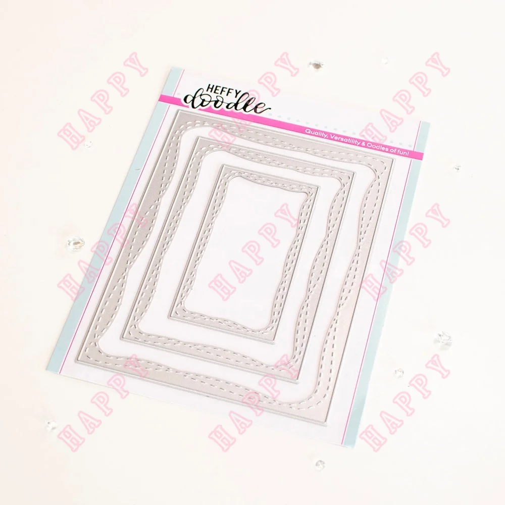 

New Whimsically Wonky Metric Rectangles Metal Cutting Die Mold Flower Tag Envelope Lace Edge Scrapbook Paper Craft Knife Mould