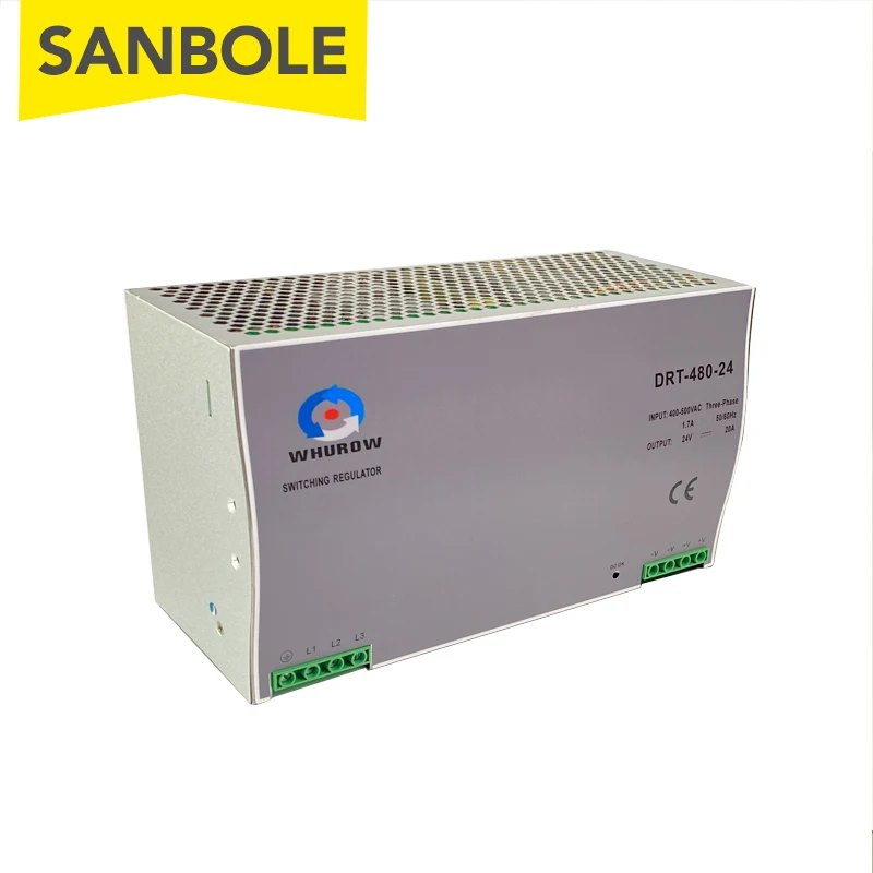 Three-phase DC380V Input DIN Rail Mounting Type Switching Power Supply DRT-480W-24V High-power Cabinet Orbit Electrical