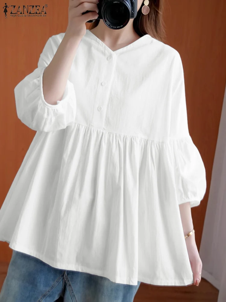 Повседневные элегантные рубашки с рукавами-фонариками 3/4 женские блузки летние и