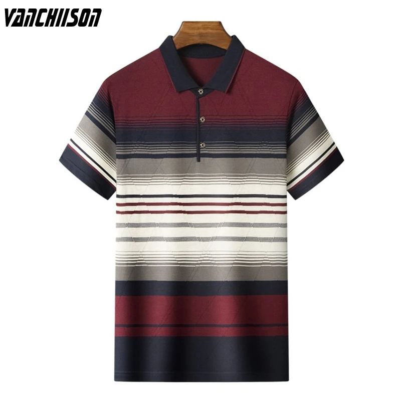 

Футболка TUE29G04 мужская с коротким рукавом, модная повседневная рубашка в полоску, одежда для отца, на лето