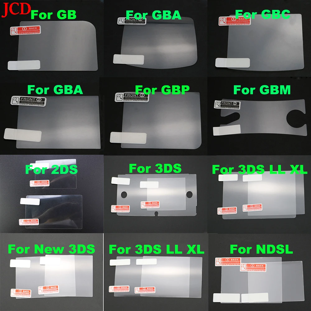 

JCD 1pcs Plastic Clear For Nintend Screen Lens Protector For GB GBA GBC GBA SP GBM NDSL 2DS New 3DS XL LL Protective Film